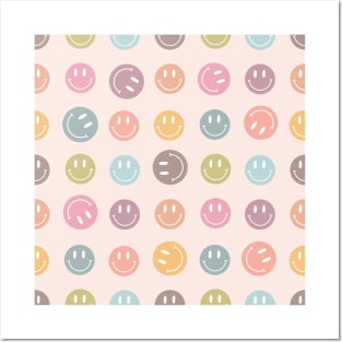 Smiley Face emojis Retro Pattern Posters and Art